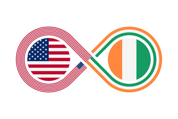 unity concept. united states and ireland flags. american english and irish language translation icon. vector illustration isolated on white background