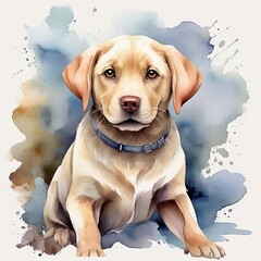 Watercolor Labrador Clipart, aquarela, colorfully. AI Generative