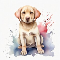 Watercolor Labrador Clipart, aquarela, colorfully. AI Generative