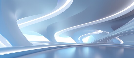 A blue and white abstract background featuring graceful curves and smooth transitions. The design showcases a modern and architecturally inspired aesthetic with a hint of elegance.