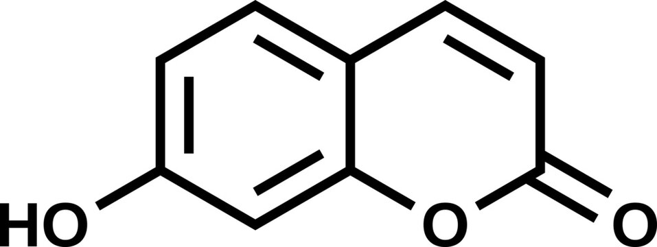 Umbelliferone structural formula, vector illustration 