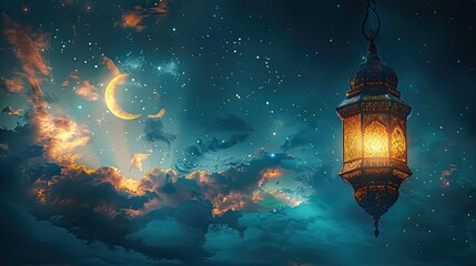 lantern ramadan with space background