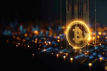 Crypto currency launch image inspired by trading charts and technology, black and gold gradient, black and gold colors, luxurious, grandiose scenes, high tech crypto background.