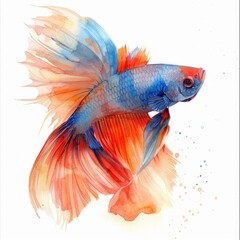 Gold fish watercolor isolated on white. ai generated