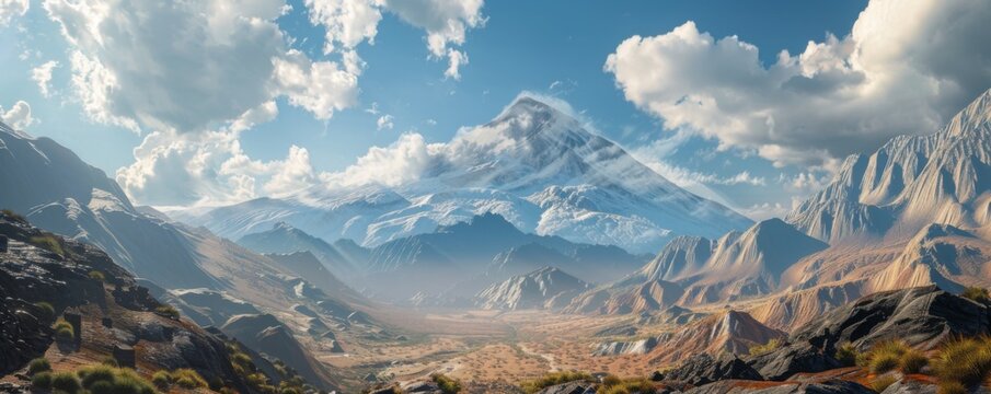 View of big mountains and beautiful nature.