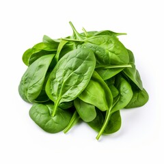 Fresh spinach on a white background.