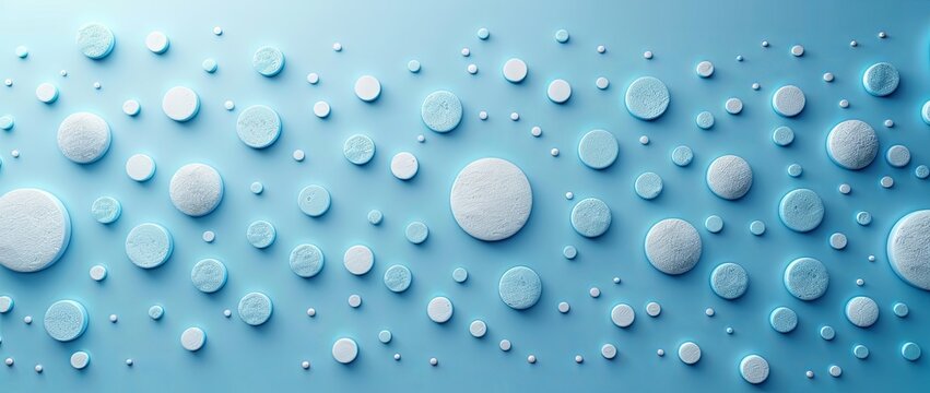 drug and medical capsules on a blue background, in the style of bold and colorful compositions. Generative AI