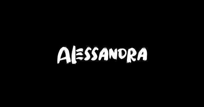 Alessandra Women Name in Grunge Dissolve Transition Effect of Animated Bold Text Typography on Black Background Stock Video