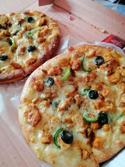 pizza with salami and olives