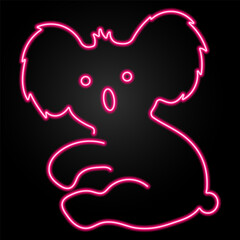 koala neon sign, modern glowing banner design, colorful modern design trend on black background. Vector illustration.