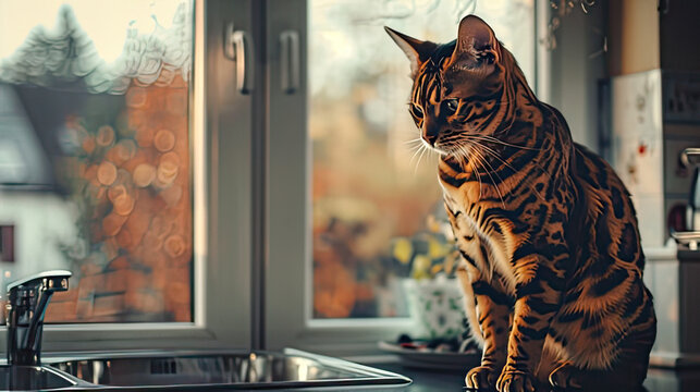 Bengalkatze auf dem Schrank