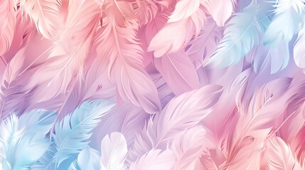 Close up of soft and fluffy pastel color feather Abstract background texture.