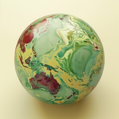 the earth globe, showing earth in green, in the style of marine biology-inspired