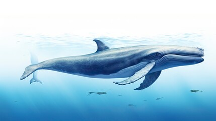 Naklejka premium Blue Whale swimming in ocean, Underwater Creature