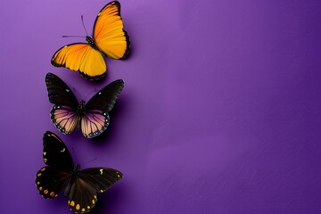 Butterflies on a purple background.