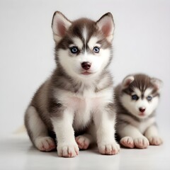 Fototapeta premium Cute Siberian Husky Puppies. 