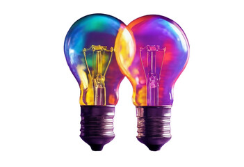 Creative colorful inspiration concept with lightbulb made from liquid paint on purple background