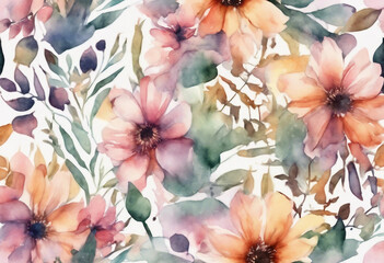 Watercolor floral border design Illustration
