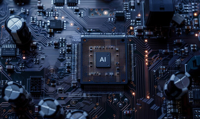Fototapeta premium Computer Artificial Intelligence AI Board Concept