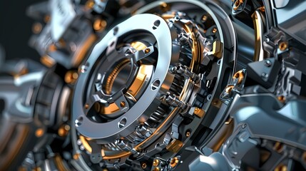 Fototapeta premium close up of a motorcycle engine Generative AI