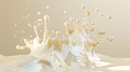 Splash White Liquid milk flow or white chocolate. advertising, copy sace, product. dairy. - obrazy, fototapety, plakaty