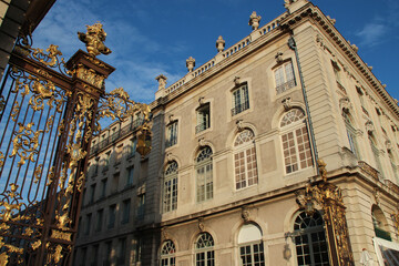 Fototapeta na wymiar baroque rails and gate at the stanislas square in nancy in lorraine in france