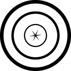 png   illustration of concentric circles target with a star shape in the center. Minimalist, black and white, isolated on white background, perfect for logo, icon, or abstract design.