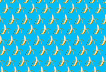 a seamless pattern of bananas on a blue background