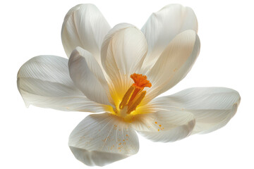white spring crocus flower isolated on white or transparent png
