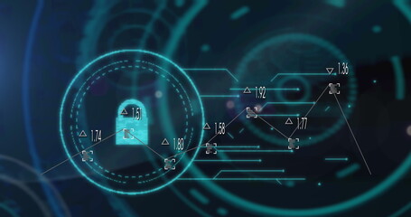 Image of digital interface with data processing over black background