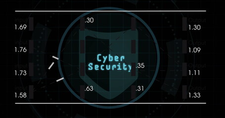 Image of digital interface with data processing over black background