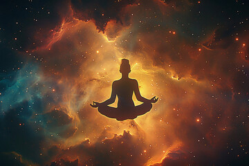 Obraz na płótnie Canvas meditation, meditation in the sunset, person meditation, yoga, yoga in the lotus position