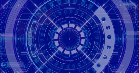 Image of scope scanning and data processing on blue background