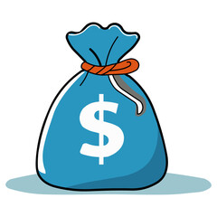 Bag of money symbolizing prosperity, wealth and fortune. Illustration symbol of finance and abundance