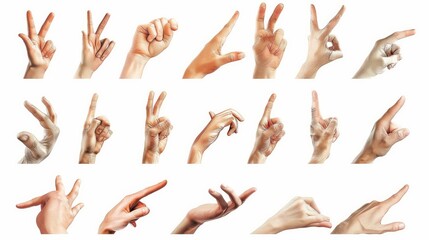 Hand sign language alphabet isolated on white  - obrazy, fototapety, plakaty