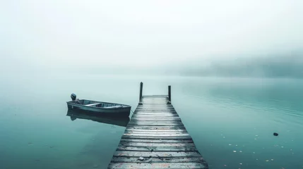 Foto op Plexiglas pier in the fog © Tejay