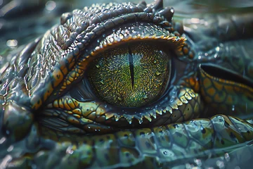 Wandaufkleber Crocodile tears shed for the unwary, a silent predator's lament. © Shamim
