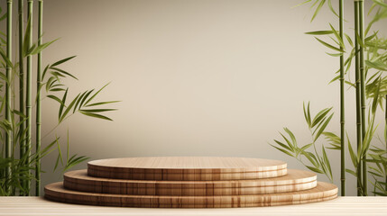 luxurious Bamboo podium product display for product presentation