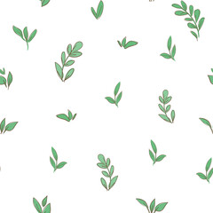 leaves Seamless Pattern. Hand Drawn vector floral background. Print design for textiles. Fashion prints summer spring