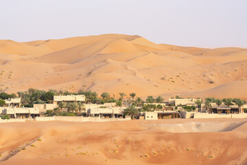 Fototapeta na wymiar Desert resort at the Rub' al Khali desert, Abu Dhabi, United Arab Emirates