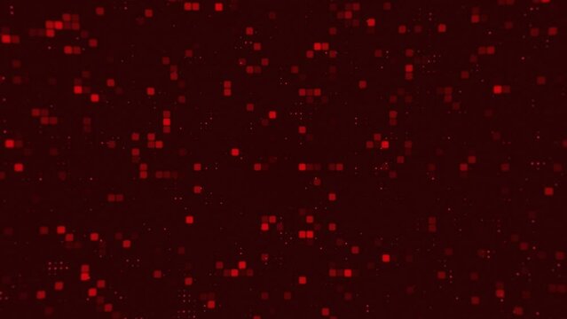 Abstract pixel art video background with animation of a red square block technology background.
