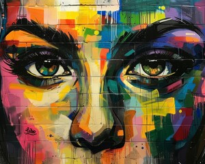 Vibrant graffiti art on urban walls, street culture expression 