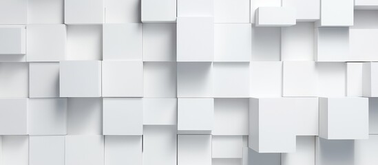 A white wall covered in an array of squares creating a textured pattern. Each square is neatly aligned, adding depth and visual interest to the wall.