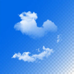 Set of clouds on a blue background. Vector illustration.