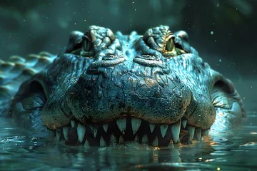 Foto auf Acrylglas Serrated teeth gleam beneath the murky depths, crocodile kings lurk. © Shamim