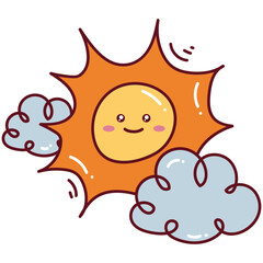 Sunny Cloudy Doodle Wheater 2D Illustrations