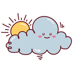 Thick Cloudy Doodle Wheater 2D Illustrations
