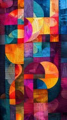 Colorful Abstract Mosaic Patchwork Art