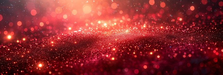 Fototapeta na wymiar A shiny, abstract background with glittering bokeh, creating a bright and festive atmosphere in red and gold.