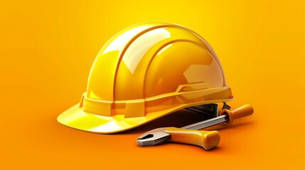 vector helmet with construction tools to international worker day 